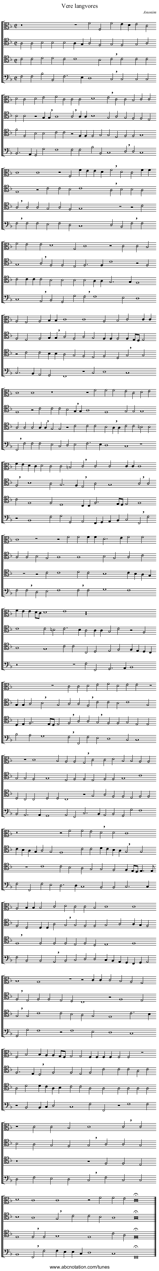 Vere langvores - staff notation