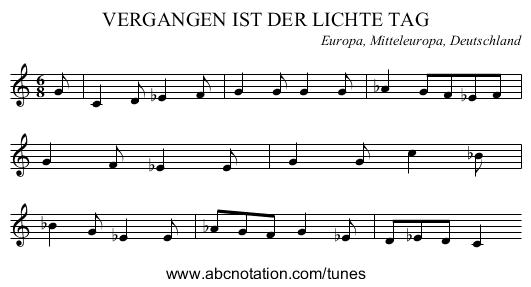 VERGANGEN IST DER LICHTE TAG - staff notation