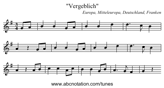 Vergeblich - staff notation