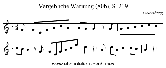 Vergebliche Warnung (80b), S. 219 - staff notation