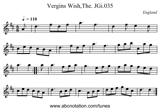 Vergins Wish,The. JGi.035 - staff notation