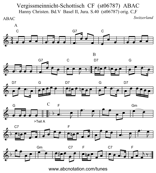 Vergissmeinnicht-Schottisch  CF  (st06787)  ABAC - staff notation