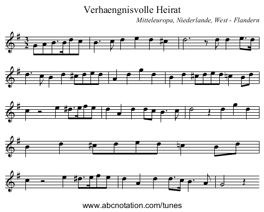 Verhaengnisvolle Heirat - staff notation
