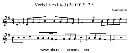 Verkehrtes Lied (2-100) S. 291 - staff notation