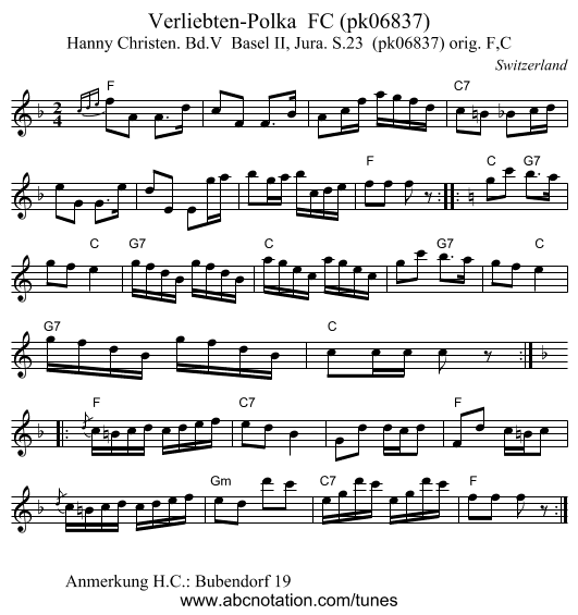 Verliebten-Polka  FC (pk06837) - staff notation