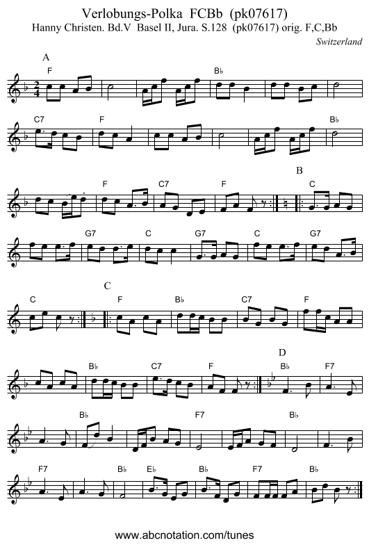 Verlobungs-Polka  FCBb  (pk07617) - staff notation