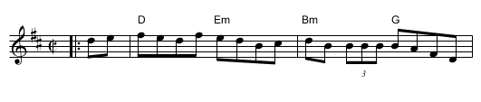Verret's Reel - staff notation