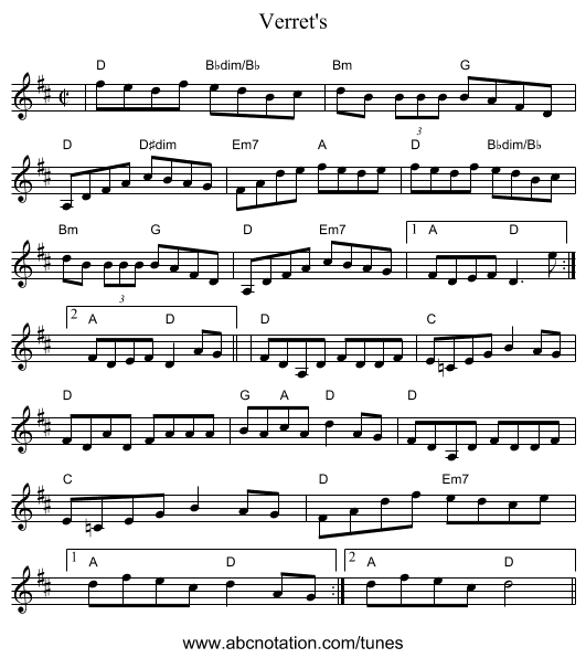 Verret's - staff notation