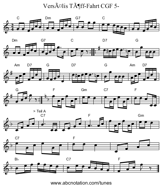 VersÃ¤lis TÃ¶ff-Fahrt CGF 5- - staff notation