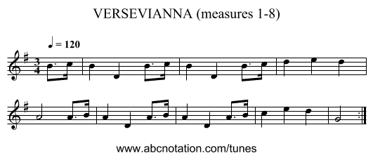 VERSEVIANNA (measures 1-8) - staff notation