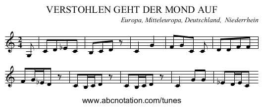VERSTOHLEN GEHT DER MOND AUF - staff notation