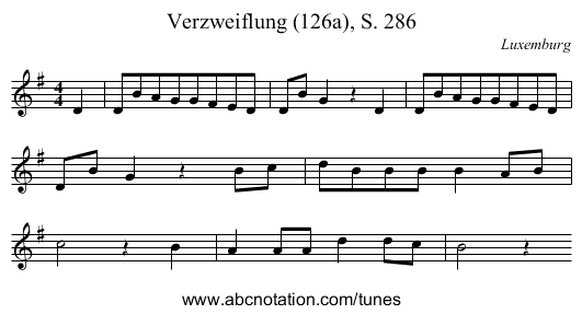 Verzweiflung (126a), S. 286 - staff notation