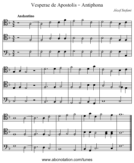 Vesperae de Apostolis – Antiphona - staff notation