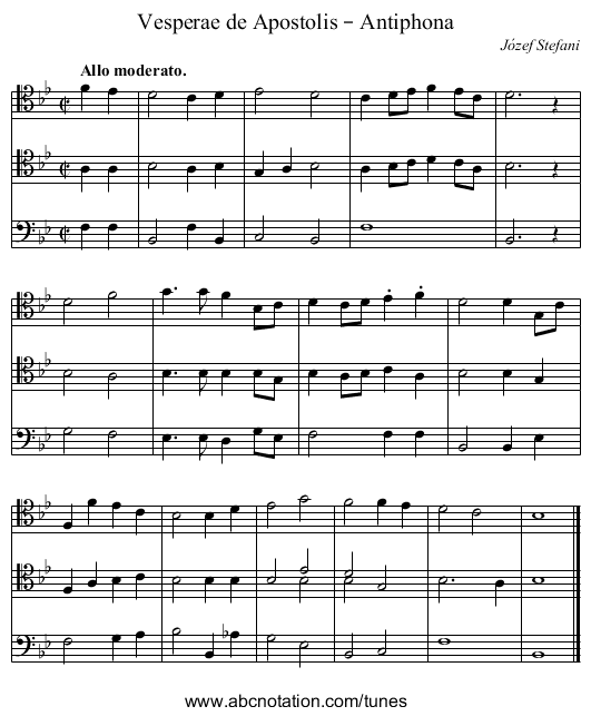 Vesperae de Apostolis – Antiphona - staff notation