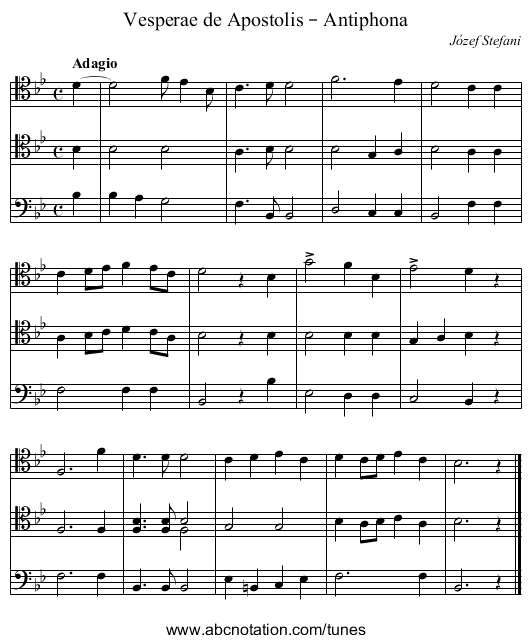 Vesperae de Apostolis – Antiphona - staff notation