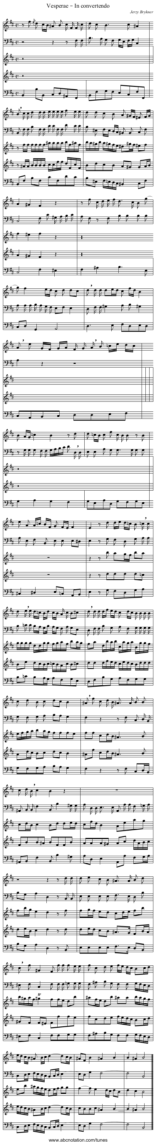 Vesperae – In convertendo - staff notation