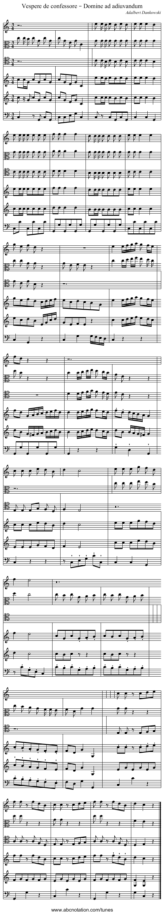Vespere de confessore – Domine ad adiuvandum - staff notation