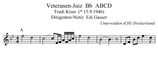 Veteranen-Juiz  Bb  ABCD - staff notation