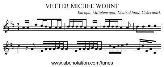 VETTER MICHEL WOHNT - staff notation
