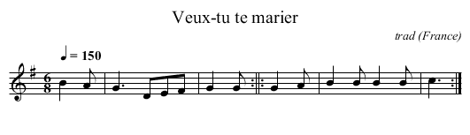 Veux-tu te marier - staff notation