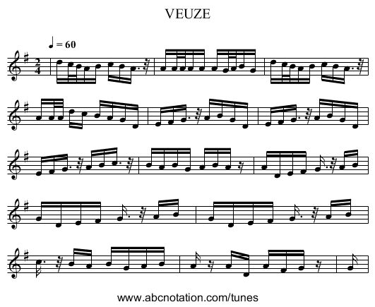 VEUZE - staff notation