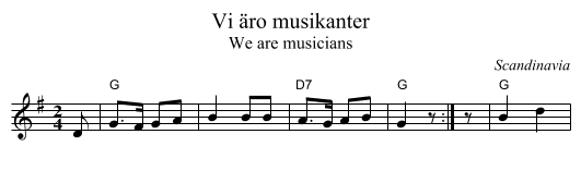 Vi &auml;ro musikanter - staff notation