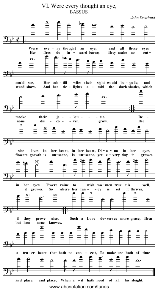 VI. Were every thought an eye, - staff notation