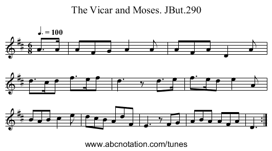 Vicar and Moses. JBut.290, The - staff notation