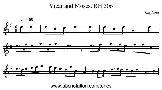 Vicar and Moses. RH.506 - staff notation