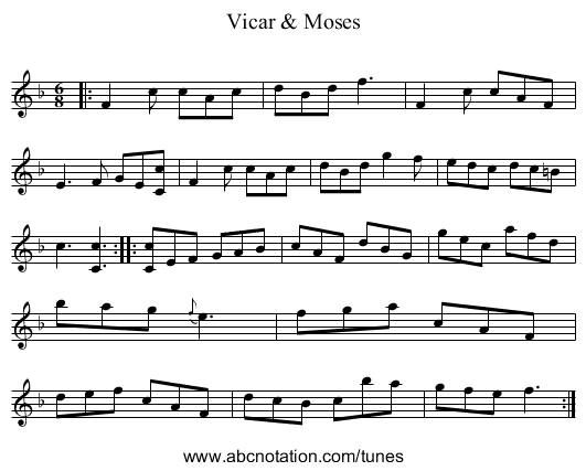 Vicar & Moses - staff notation