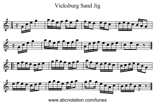Vicksburg Sand Jig - staff notation