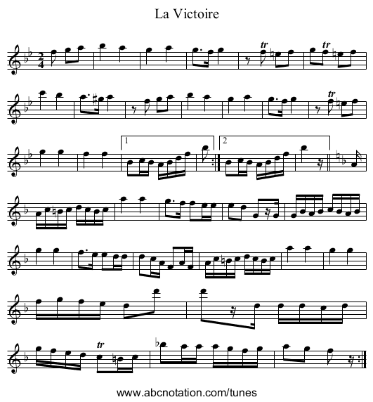 Victoire, La - staff notation