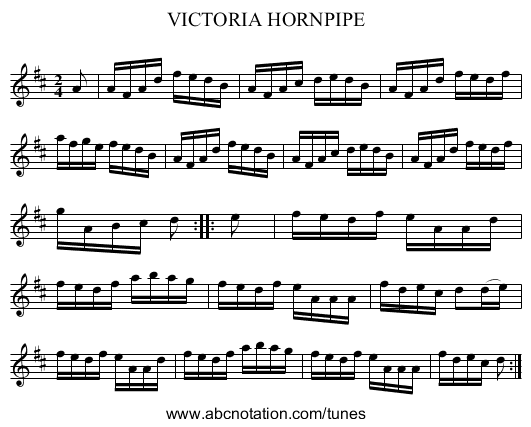 VICTORIA HORNPIPE - staff notation