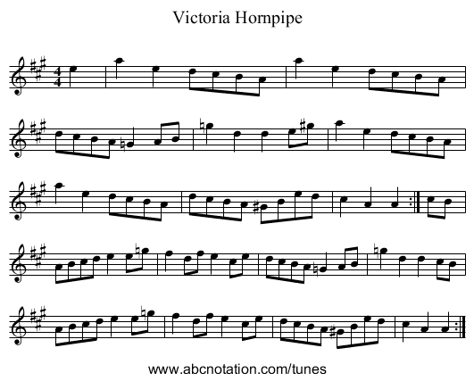 Victoria Hornpipe - staff notation
