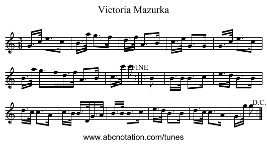 Victoria Mazurka - staff notation