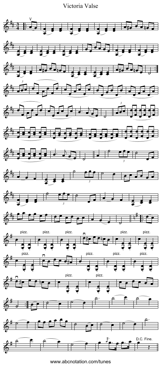 Victoria Valse - staff notation