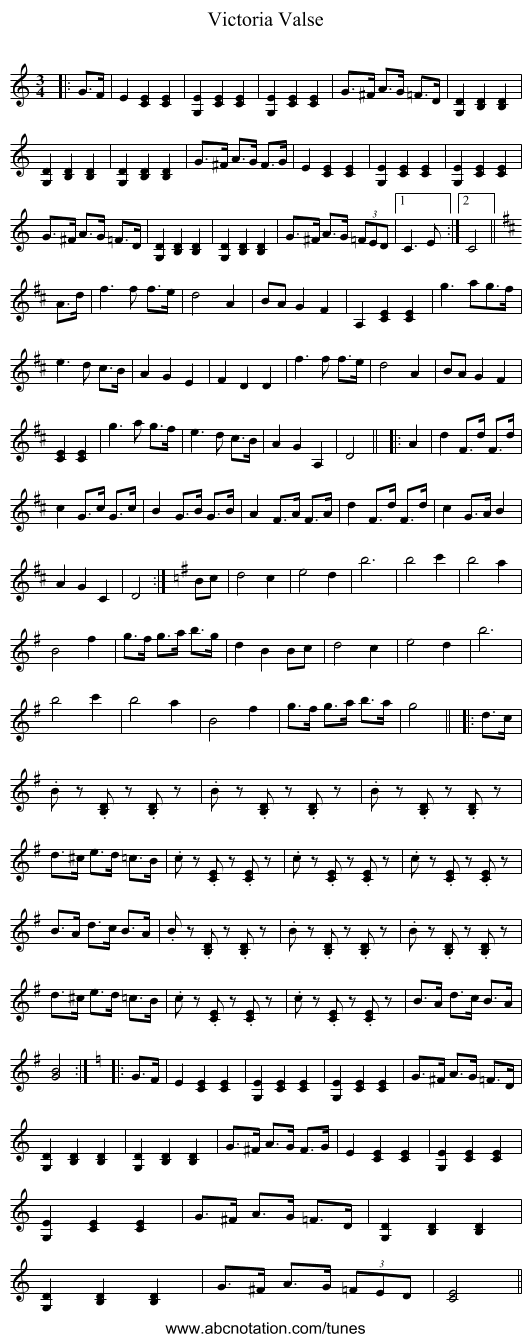 Victoria Valse - staff notation