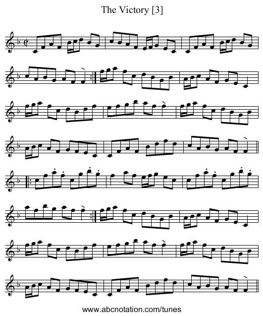 Victory [3], The - staff notation