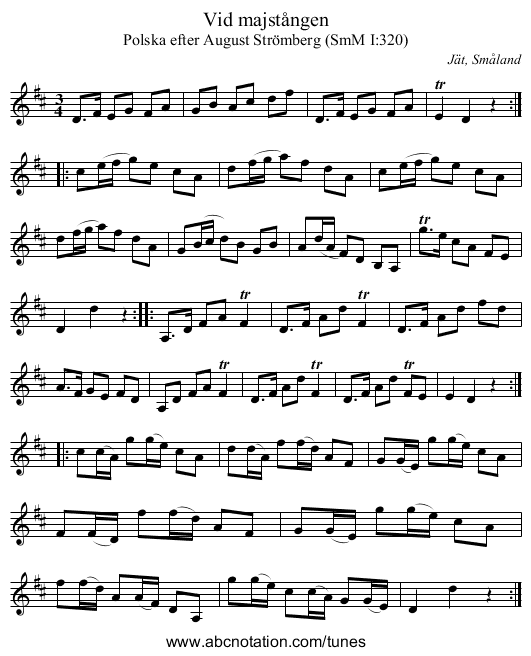 Vid majstången - staff notation