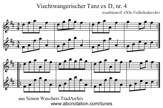 Viechtwangerischer Tanz ex D, nr. 4 - staff notation
