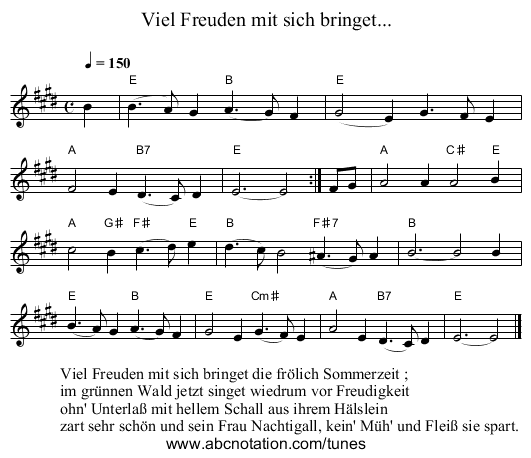 Viel Freuden mit sich bringet... - staff notation