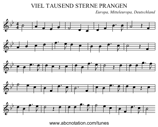 VIEL TAUSEND STERNE PRANGEN - staff notation