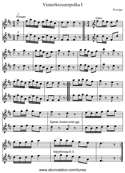 Vienerkreuzerpolka I - staff notation