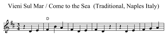 Vieni Sul Mar / Come to the Sea  (Traditional, Naples Italy) - staff notation