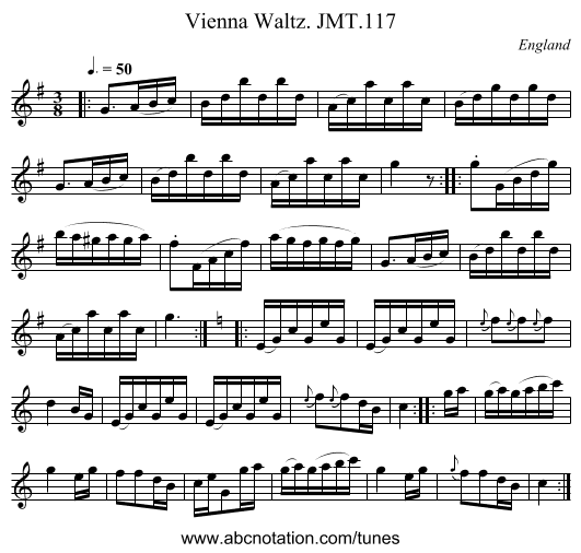 Vienna Waltz. JMT.117 - staff notation