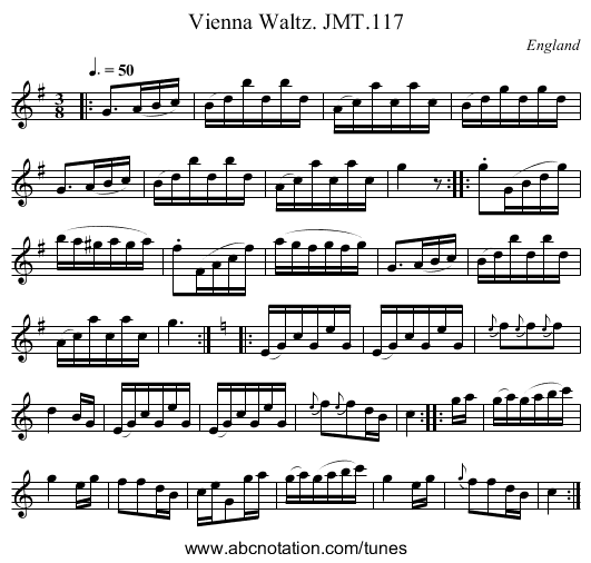 Vienna Waltz. JMT.117 - staff notation
