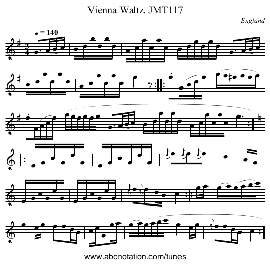 Vienna Waltz. JMT117 - staff notation