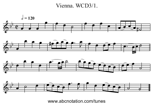 Vienna. WCD3/1. - staff notation