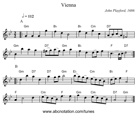 Vienna - staff notation