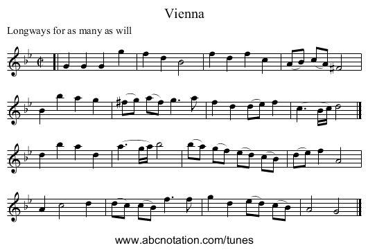 Vienna - staff notation